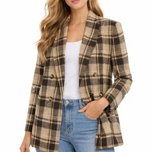 Jones New York Plaid Jacket - Brown and Tan